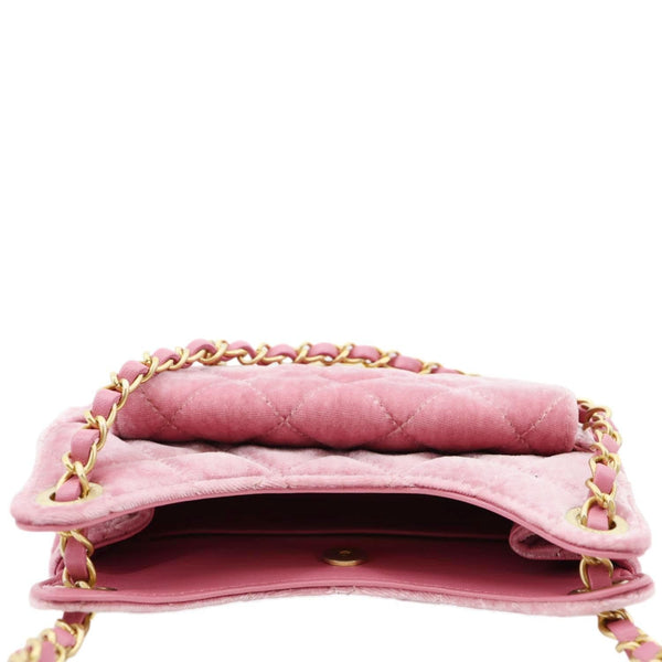 CHANEL Wavy CC Small Velvet Hobo Bag Pink