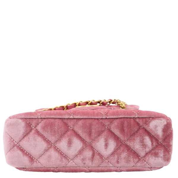 CHANEL Wavy CC Small Velvet Hobo Bag Pink