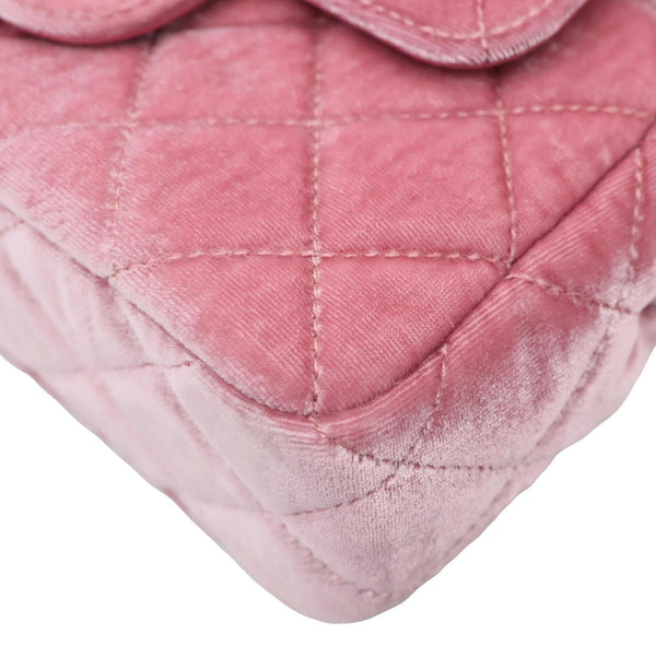 CHANEL Wavy CC Small Velvet Hobo Bag Pink