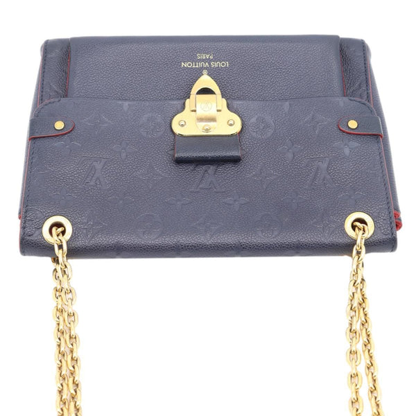LOUIS VUITTON Vavin PM Monogram Empreinte Leather Shoulder Bag Navy Blue