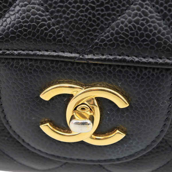 CHANEL Classic Flap Quilted Caviar Leather Shoulder Bag Black