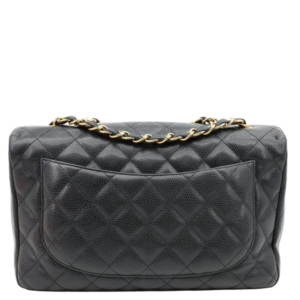 CHANEL Classic Flap Quilted Caviar Leather Shoulder Bag Black