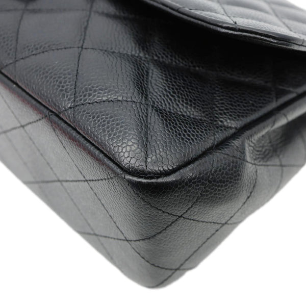 CHANEL Classic Flap Quilted Caviar Leather Shoulder Bag Black
