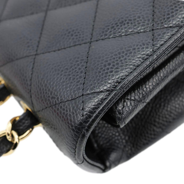 CHANEL Classic Flap Quilted Caviar Leather Shoulder Bag Black