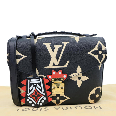 LOUIS VUITTON Metis Pochette Crafty Giant Monogram Empreinte Leather Crossbody Bag Black