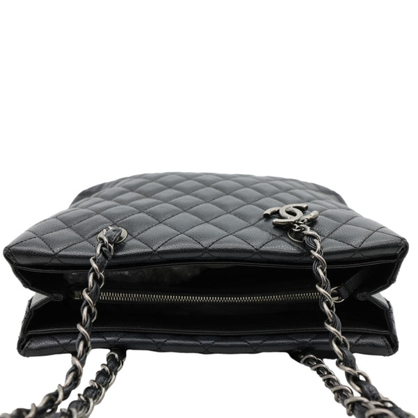 CHANEL City Rock Quilted Caviar Leather Shopping Tote Bag Black