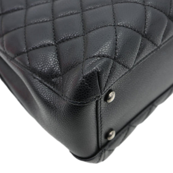 CHANEL City Rock Quilted Caviar Leather Shopping Tote Bag Black