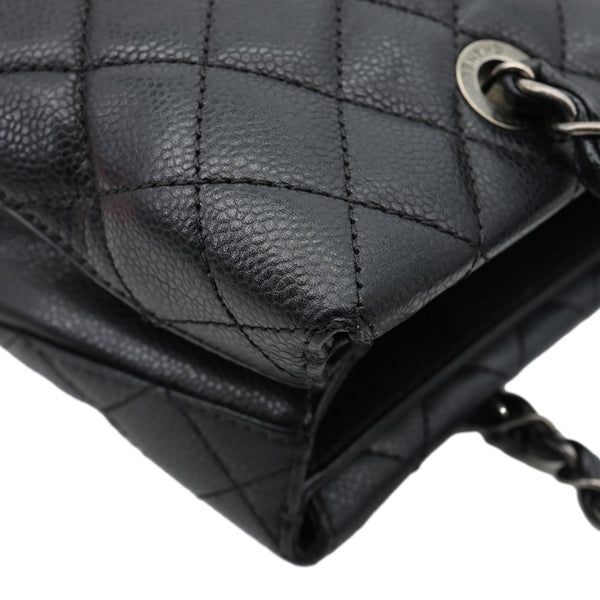 CHANEL City Rock Quilted Caviar Leather Shopping Tote Bag Black