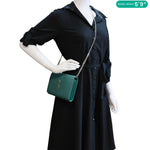 YVES SAINT LAURENT Kate Crocodile Embossed Leather Crossbody Bag Green
