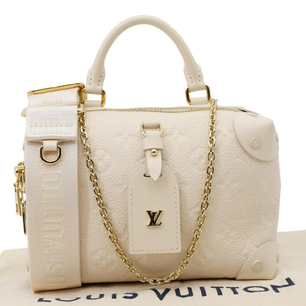 LOUIS VUITTON Petite Malle Souple Monogram Empreinte Leather Shoulder Bag Off White