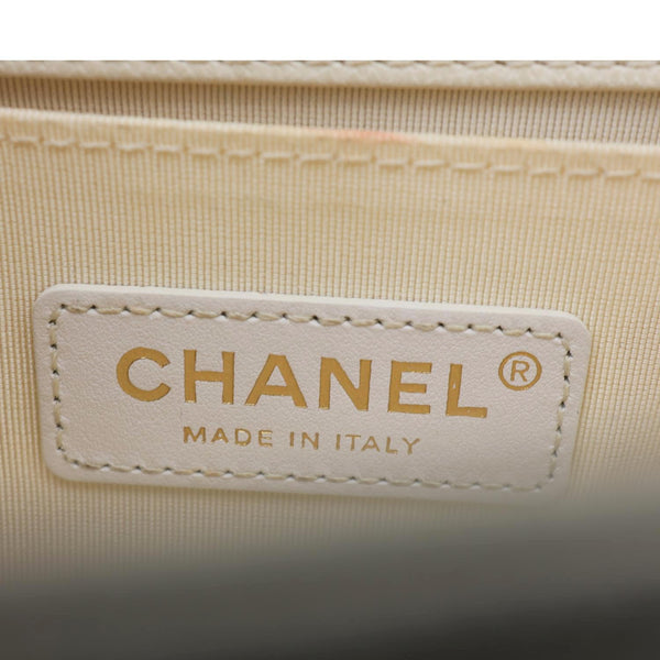 CHANEL Boy Flap Small Quilted Caviar Leather Chain Shoulder Bag Cream