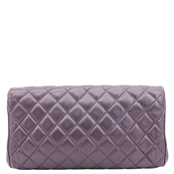 CHANEL Fold Up Again Quilted Lambskin Leather Clutch Purple