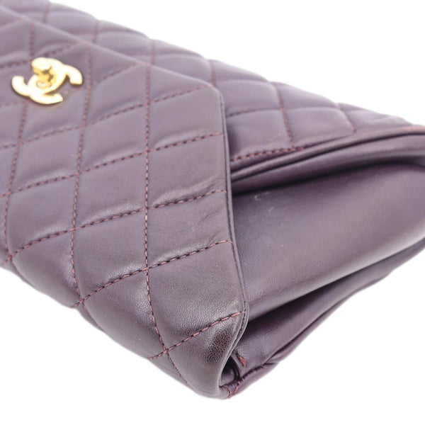 CHANEL Fold Up Again Quilted Lambskin Leather Clutch Purple