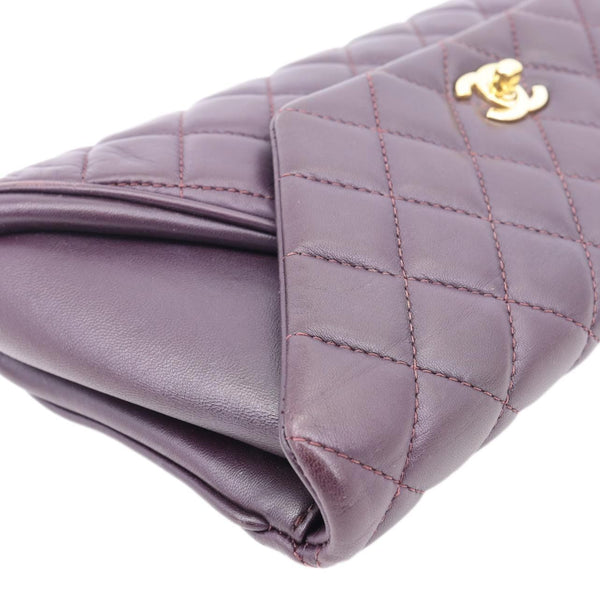 CHANEL Fold Up Again Quilted Lambskin Leather Clutch Purple