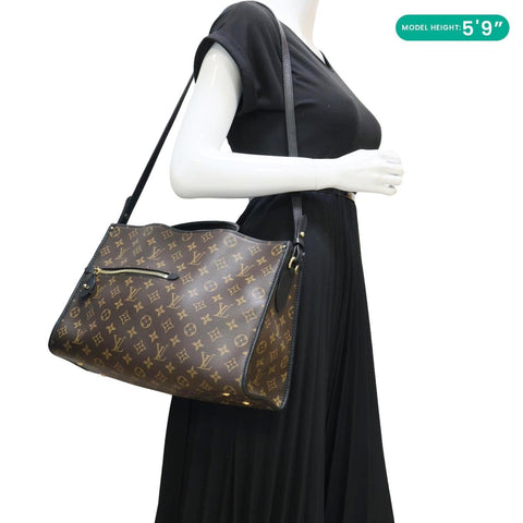 LOUIS VUITTON Popincourt NM Monogram Canvas Tote Bag Brown