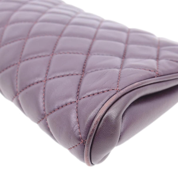 CHANEL Fold Up Again Quilted Lambskin Leather Clutch Purple