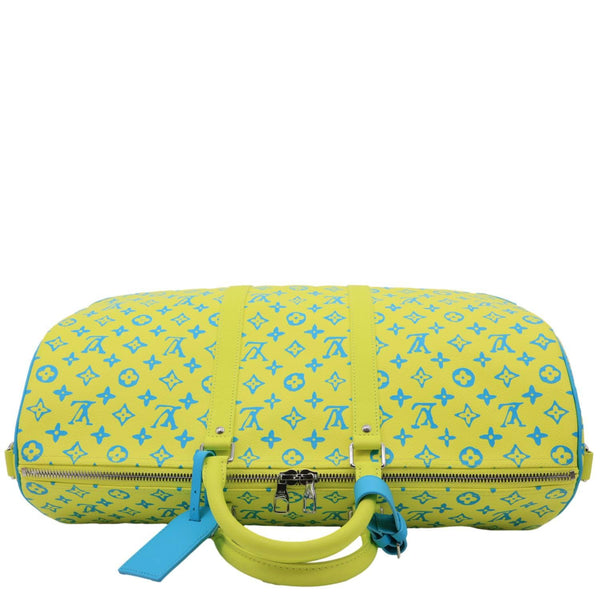 LOUIS VUITTON Playground Keepall 50 Bandouliere Monogram Canvas Travel Bag Neon Yellow