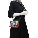 LOUIS VUITTON Patchwork Flore Damier Monogram Denim Chain Wallet Shoulder Bag Blue