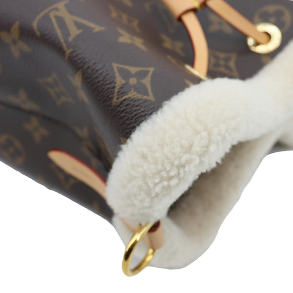 LOUIS VUITTON Neonoe BB Monogram Shearling Trimmed Bucket Bag Brown
