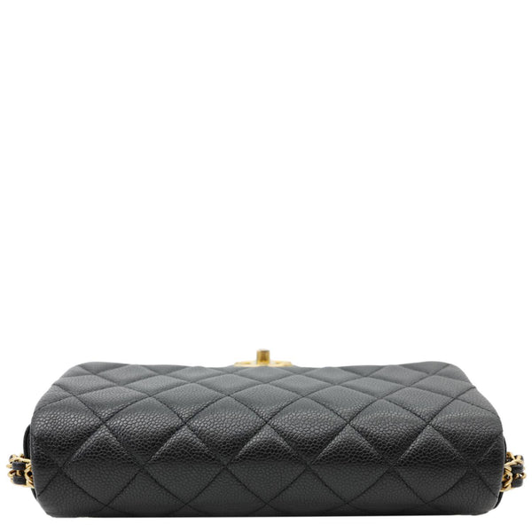 CHANEL Chain Soul Flap Quilted Caviar Leather Crossbody Bag Black