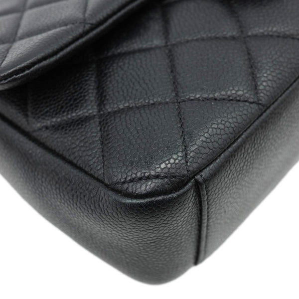 CHANEL Chain Soul Flap Quilted Caviar Leather Crossbody Bag Black