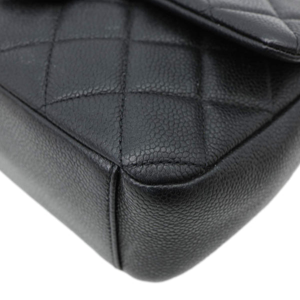 CHANEL Chain Soul Flap Quilted Caviar Leather Crossbody Bag Black