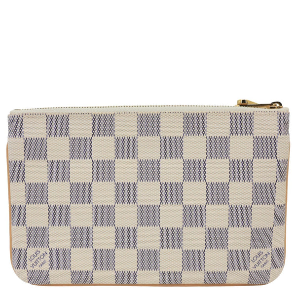 LOUIS VUITTON Double Zip Pochette Damier Azur Crossbody Bag Rose Ballerine