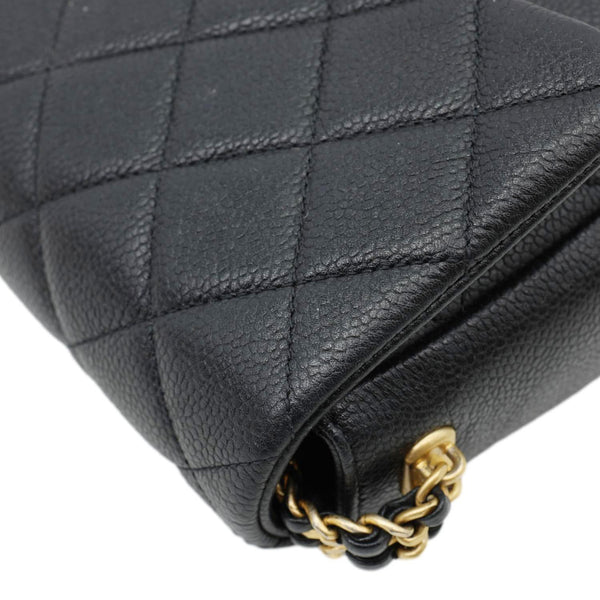 CHANEL Chain Soul Flap Quilted Caviar Leather Crossbody Bag Black