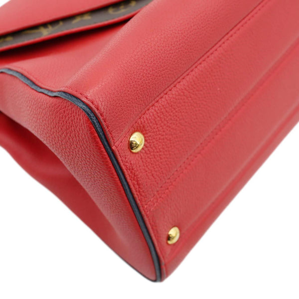 LOUIS VUITTON Double V Grained Leather Monogram Shoulder Bag Rubis