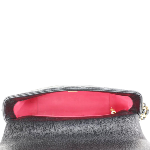 CHANEL Chain Soul Flap Quilted Caviar Leather Crossbody Bag Black