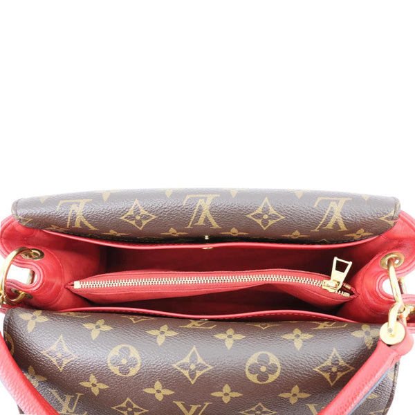 LOUIS VUITTON Double V Grained Leather Monogram Shoulder Bag Rubis