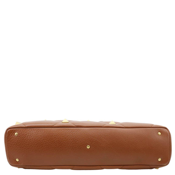 VALENTINO Roman Stud Large Leather Tote Bag Saddle Brown