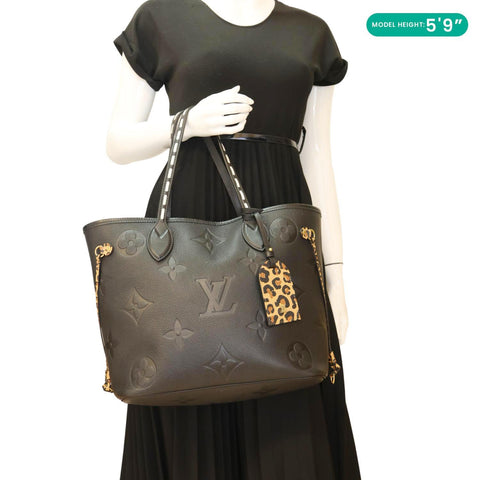 LOUIS VUITTON Neverfull MM Wild At Heart Monogram Empriente Tote Bag Black