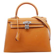 HERMES Kelly 25 Sellier Calfskin Leather Shoulder Bag Brown