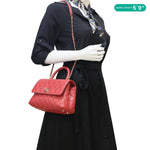 CHANEL Coco Handle Flap Mini Quilted Caviar Leather Shoulder Bag Red