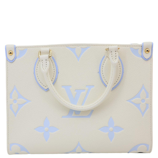 LOUIS VUITTON Onthego PM Giant Monogram Empreinte Leather Tote Shoulder Bag Cream