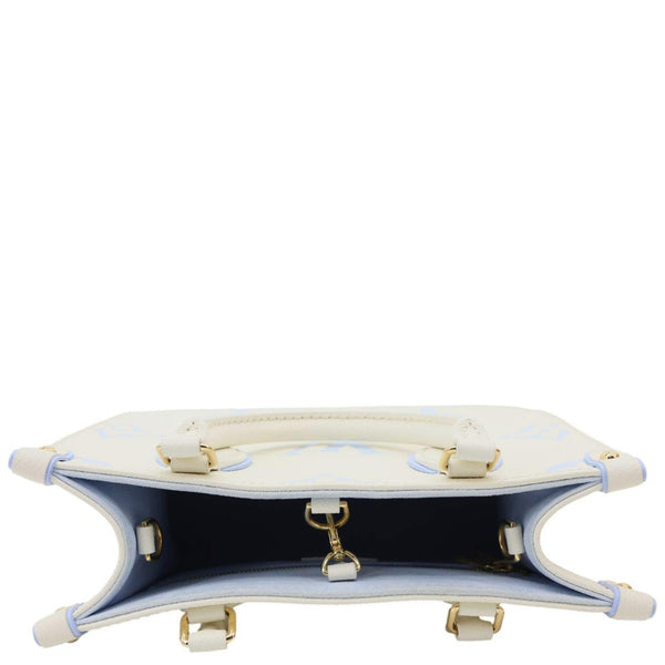 LOUIS VUITTON Onthego PM Giant Monogram Empreinte Leather Tote Shoulder Bag Cream