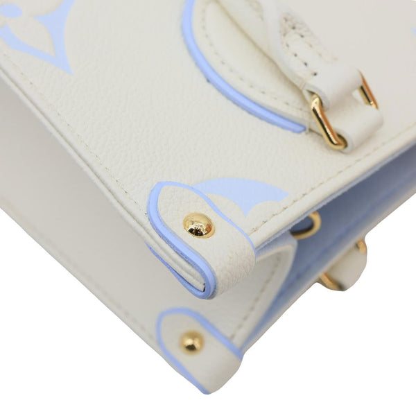 LOUIS VUITTON Onthego PM Giant Monogram Empreinte Leather Tote Shoulder Bag Cream