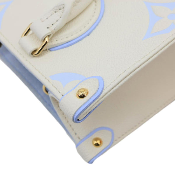 LOUIS VUITTON Onthego PM Giant Monogram Empreinte Leather Tote Shoulder Bag Cream