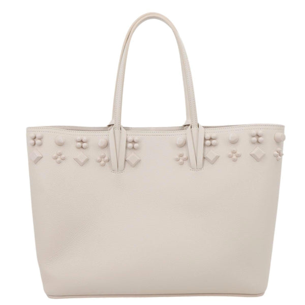 CHRISTIAN LOUBOUTIN Cabata Empire Studded Spike Leather Tote Bag Ivory