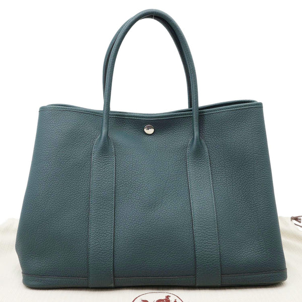 HERMES Garden Party 36 Negonda Leather Tote Bag Teal
