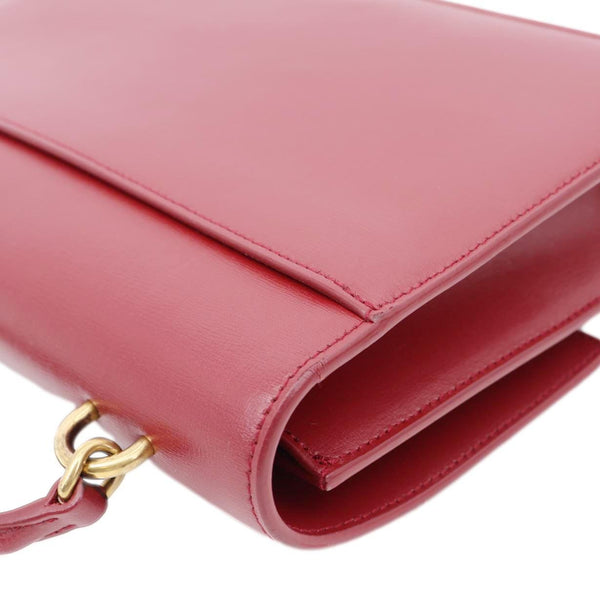 YVES SAINT LAURENT Monogram Sunset Leather Satchel Crossbody Bag Red