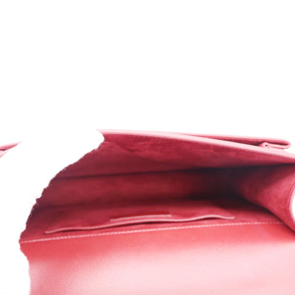 YVES SAINT LAURENT Monogram Sunset Leather Satchel Crossbody Bag Red