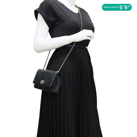 CHANEL Trendy CC Quilted Leather Wallet On Chain Crossbody Bag Black