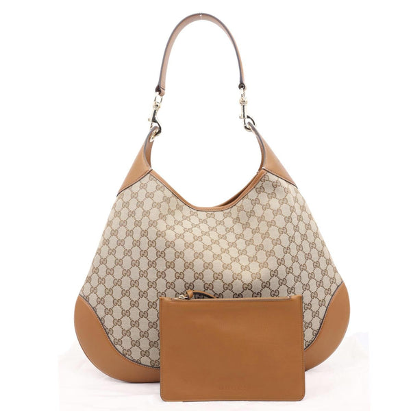 GUCCI B Large GG Supreme Canvas Shoulder Bag Beige 815924