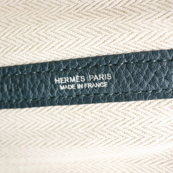 HERMES Garden Party 36 Negonda Leather Tote Bag Teal