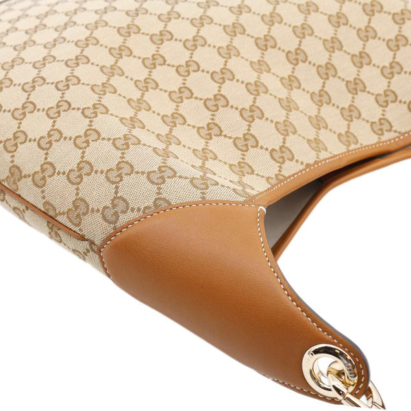 GUCCI B Large GG Supreme Canvas Shoulder Bag Beige 815924