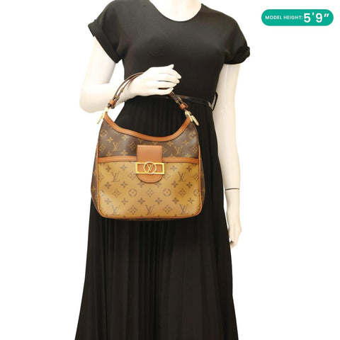 LOUIS VUITTON Dauphine Monogram Reverse Canvas Hobo Shoulder Bag Brown