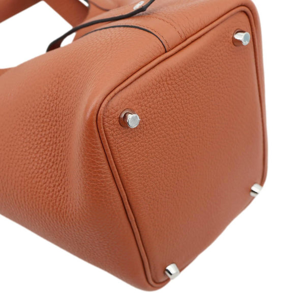 HERMES Picotin Lock 18 Taurillon Clemence Leather Hobo Bag Orange Apricot