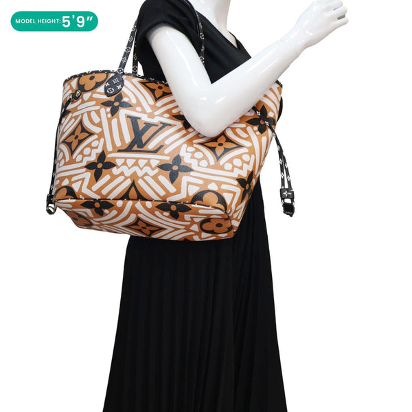 LOUIS VUITTON Neverfull Crafty MM Monogram Giant Canvas Tote Bag Caramel